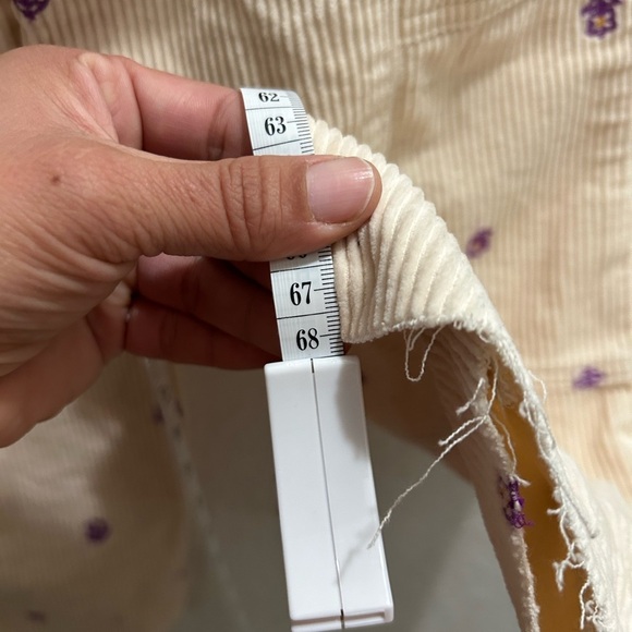 Pacsun Off White Embroidered Corduroy Low Rise Puddle Pants XS - Picture 11 of 13